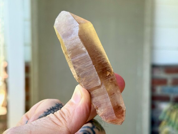Red Rutile Lemurian Quartz with White Amphibole, Double Terminated, 94g, Rare Find, Diamantina, Minas Gerais, Brazil S963
