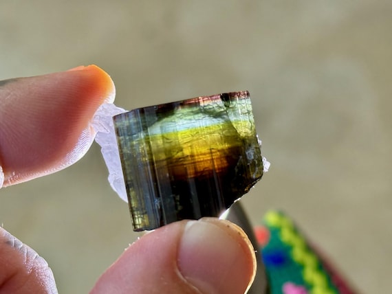 Multicolor Tourmaline, Orange, Yellow, Blue, Green & Pink, 14.3g, New Find, Coronel Murta, Minas Gerais, Brazil T784