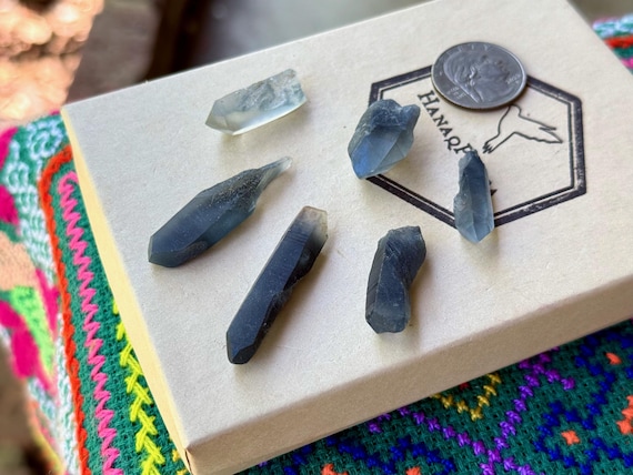 Blue Tara Nightshade Quartz Lot, 6 Pcs, Quartz with Blue Riebeckite Inclusions, Itacambira, Minas Gerais, Brazil A680