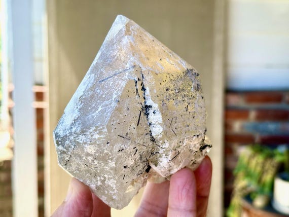 Citrine, All Natural & Double Terminated, Dark Tourmaline Inclusions, 733g, Creativity and Manifestation, Minas Gerais, Brazil W166