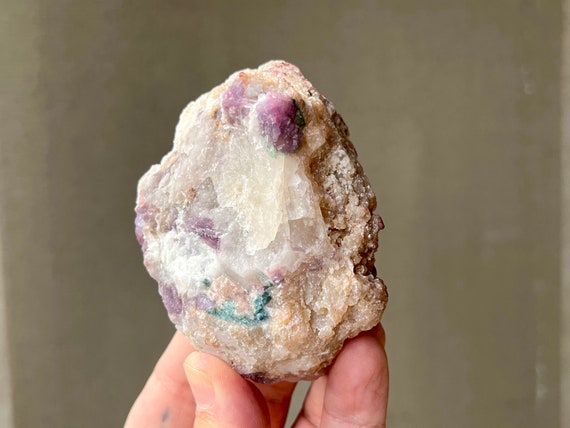 Unicorn Stone with Lilac Lepidolite and Teal Green Tourmaline, New Find, Heart Chakra, Minas Gerais, Brazil Y846