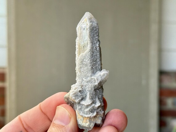 Candle Quartz with Gray Calcite Inclusions, 53g, Rare Find, Inner Mongolia T001