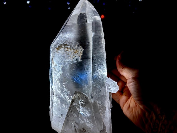 Blue Needle Lemurian Quartz, Double Terminated, 3.6 Kilo, Mother & Child Formation, Bahia, Brazil V146