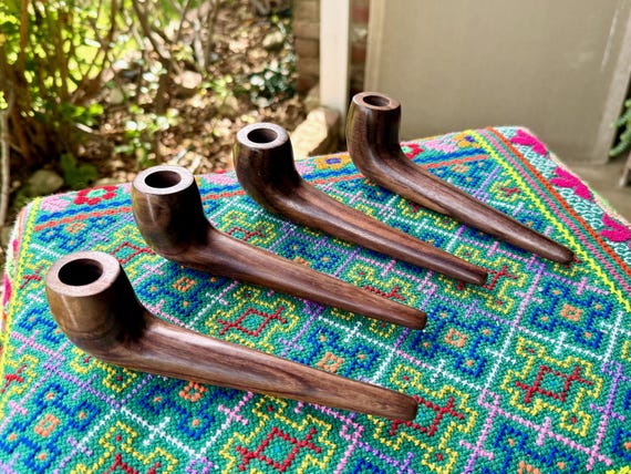 Shaman Pipe, Traditional Wooden Tobacco Pipe, Hand Carved from Tropical Dark Wood