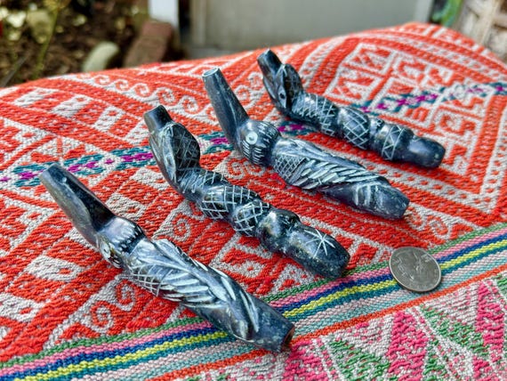 Stone Tepi Pipe, Choice of Hummingbird or Serpent, Traditional Shamanic Applicator, Handmade from Native Serpentine Stone in Peru