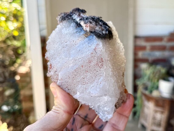 Himalayan Samadhi Quartz with Black Tourmaline, 553g, High Altitude Crystal, India W201