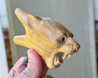 Kuripe Jaguar, Kuripe Puma de madera tallada a mano, pipa aplicadora chamánica tradicional