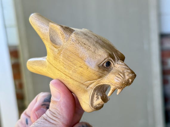 Jaguar Kuripe, Hand Carved Wooden Puma Kuripe, Traditional Shamanic Applicator Pipe