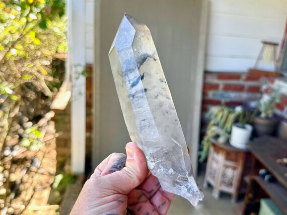Black Phantom Lemurian Quartz, Isis Formation, 772g, Root Chakra Crystal for Detoxification & Purification, Bahia, Brazil W787