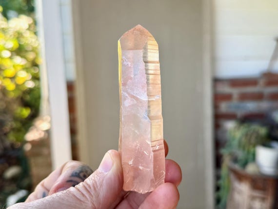 Pink Lemurian Quartz, Channeling Formation, 107g, New Find, Crown & Solar Plexus Chakra, Serra do Cabral, Minas Gerais, Brazil A0101