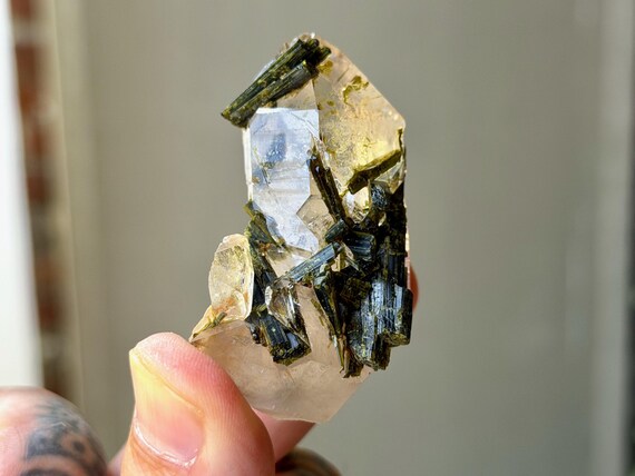 Green Epidote Quartz, Water Clear, 54g, New Find, Spiritual Growth, Interdimensional Contact, Minas Gerais, Brazil A976