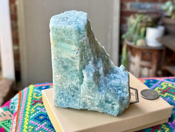 Aquamarine, Self-Standing, 916g, Natural Raw Aquamarine, Emotional Cleansing & Expression, Bahia, Brazil V354