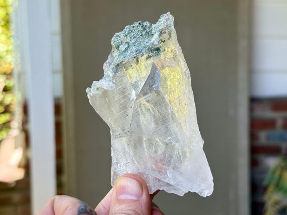 Green Chlorite Himalayan Quartz, 237g, New Find, High Altitude Quartz, Ethically Mined, Heart Healer, Purification, India W056