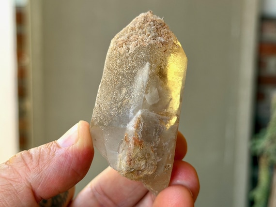 Citrine with White Amphibole Inclusion, 104g, New Find, Guardian Angels, Diamantina, Minas Gerais, Brazil B210