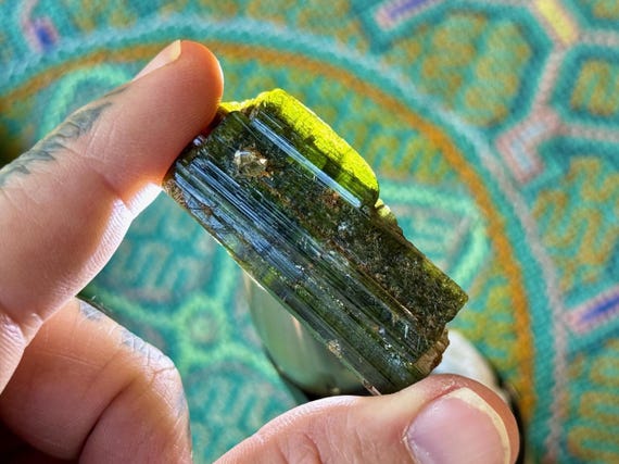 Green Cat's Eye Tourmaline, Natural Iridescence, 30g, Heart Chakra & Prana Energy, Minas Gerais, Brazil S694