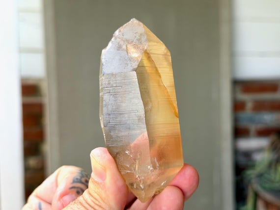 Smoky Tangerine Lemurian Quartz with Record Keeper, Double Terminated, 180g, Zeca de Souza, Minas Gerais, Brazil B544