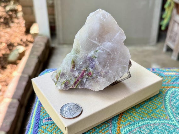 Unicorn Stone, Quartz with Purple Lepidolite, Pink & Green Tourmaline, Self-Standing, 392g, Coronel Murta, Minas Gerais, Brazil W898
