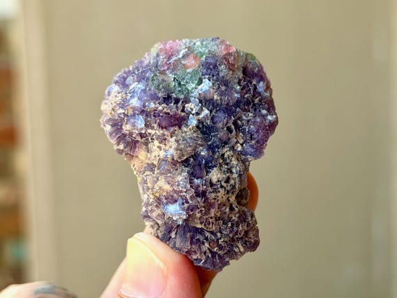Purple Lepidolite, Green & Pink Tourmaline, Unicorn Stone, 55g, Coronel Murta, Minas Gerais, Brazil B488