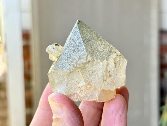 Himalayan Cathedral Quartz with Frosted Green Chlorite Inclusion, 151g, Self-Standing, High Altitude Quartz, Heart Healer, India W495