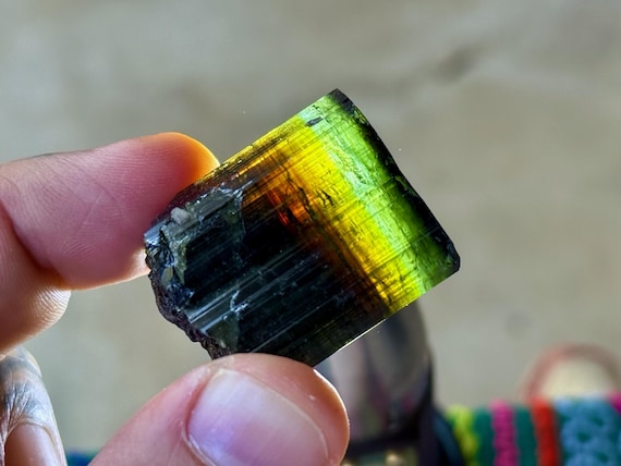 Multicolor Tourmaline, Orange, Yellow, Blue & Green Colors, 50g, New Find, Coronel Murta, Minas Gerais, Brazil T722