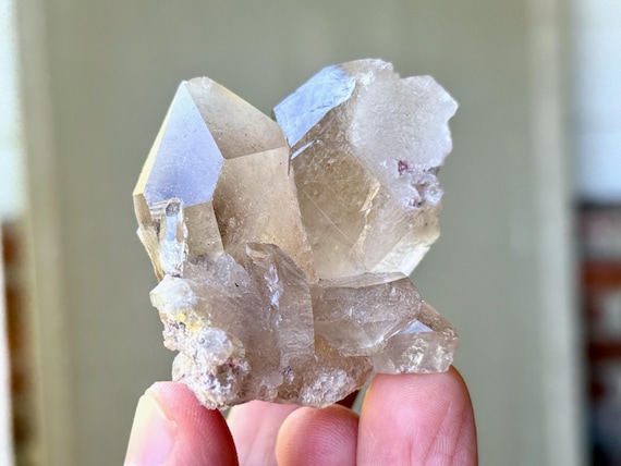 Smoky Quartz with Golden Rutile, Self Standing Cluster, 96g, New Find, Crystal for Conducting & Amplifying Energy, Bahia, Brazil V076