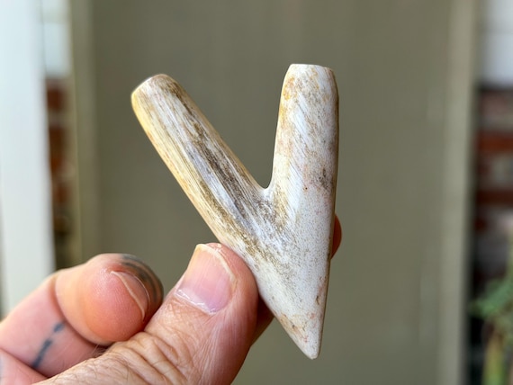 Stone Kuripe, Hand Carved from Petrified Wood, Traditional Shamanic Self-Applicator Pipe