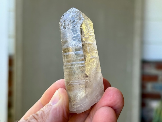 Golden Healer Starbrary Quartz, Glyphs & Etched Facets, 58g, Water Clear Quartz with Star Markings, Minas Gerais, Brazil T677