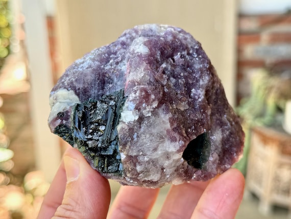 Purple Lepidolite & Blue Tourmaline, Unicorn Stone, 530g, Heart Healing, Calming Energies, Coronel Murta, Minas Gerais, Brazil V443