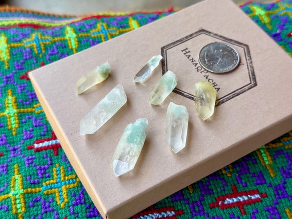 Celadonite Phantom Quartz Lot, 7pcs, Old Find, Breathwork, Dreamwork & Empowerment, Madagascar B475