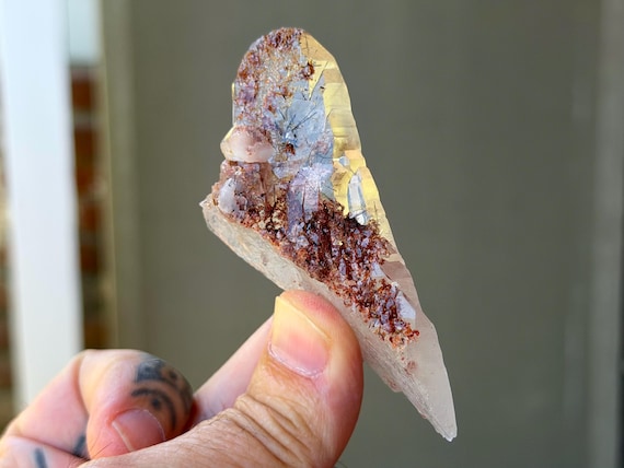 Quartz with Black Rutile & Red Hematite, 60g, New Find, Energetic Clearing, Diamantina, Minas Gerais, Brazil A982