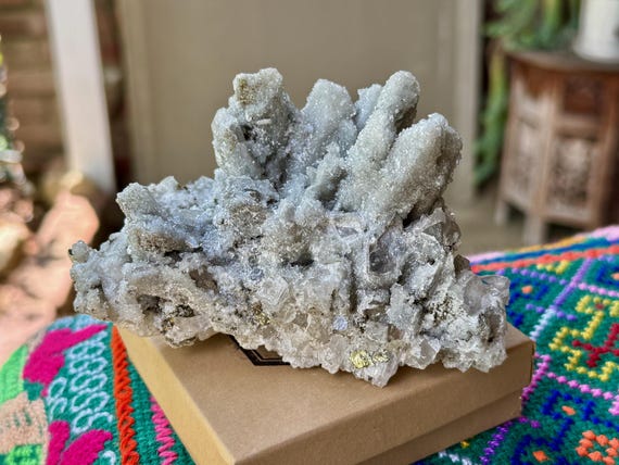 Sugar Danburite Cluster with Calcite, Self-Standing, 480g, Heart & Crown Chakra, Angelic Contact, San Luis Potosí, Mexico V399