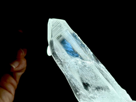 Blue Needle Lemurian Quartz, Water Clear & Elongated Formation, 284g, New Find, Bahia, Brazil V183