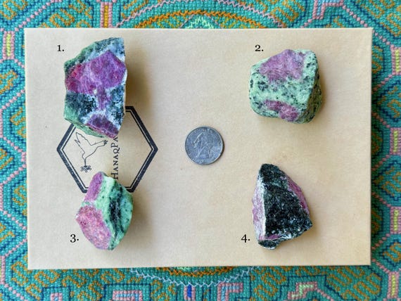 Ruby in Zoisite, Choose ONE of Four Natural Raw Ruby in Zoisite Stones, Heart Chakra, Prosperity and Abundance, India R832