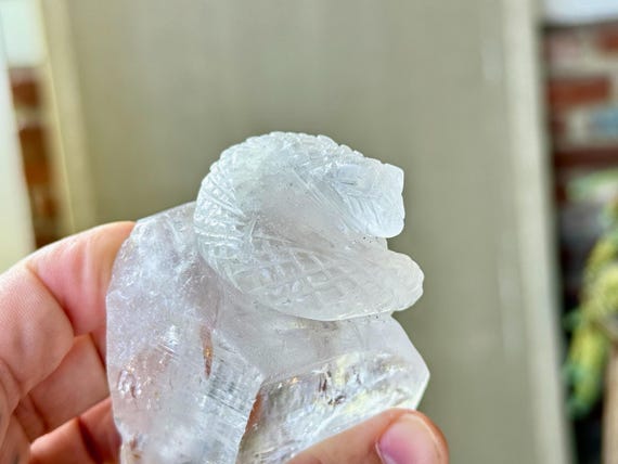 Andean Crystal Serpent by Peruvian Artist Mario Deza, 300g, Hand Carved from Native Peruvian Quartz, Snake Arte for Shamanic Mesa S11