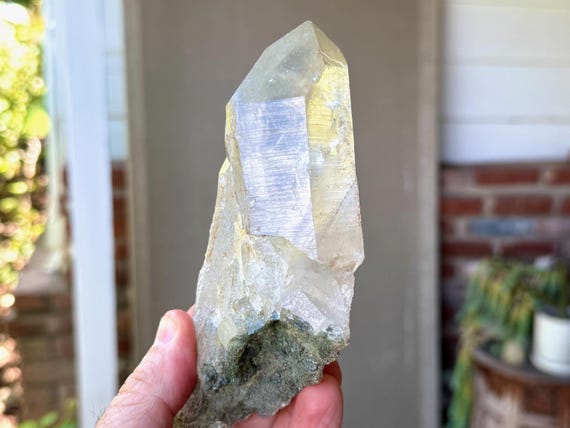 Himalayan Cathedral Quartz with Green Chlorite, 474g, High Altitude Quartz, Heart Healing & Purification, India W206