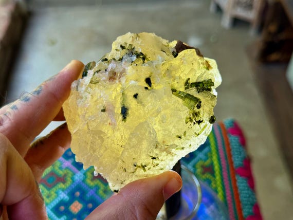 Citrine with Green Tourmaline, All-Natural, 298g, New Find, Creativity & Manifestation, Coronel Murta, Minas Gerais, Brazil V476