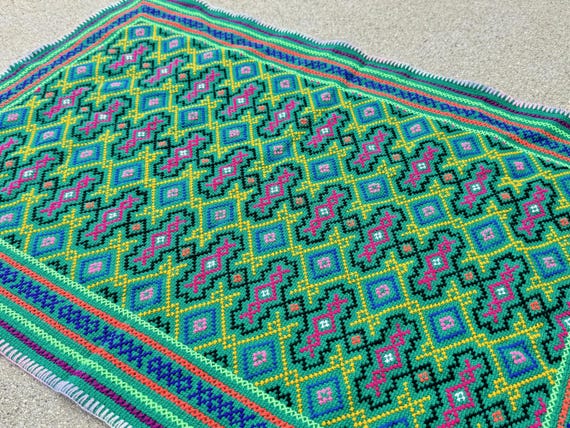 Shipibo Manta Cloth by Peruvian Artist Isabel Franchini, 18.5" x 26", Embroidered Shamanic Altar Cloth for Ceremony or Mesa