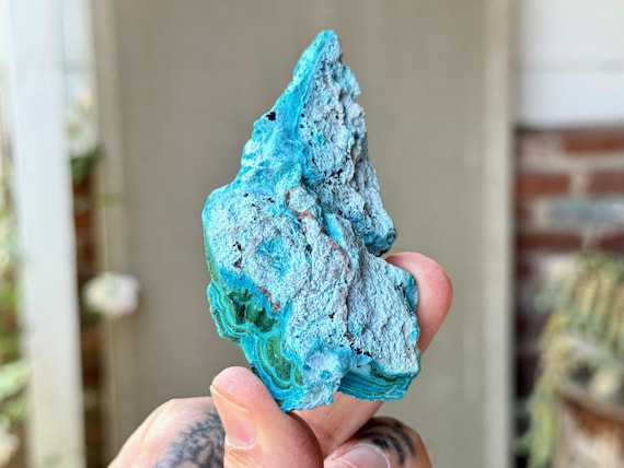 Chrysocolla with Malachite, Natural Raw Chrysocolla, 95g, Throat Chakra Stone for Self-Expression, Congo, Africa S805