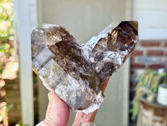Smoky Quartz, Twin Flame Formation, 547g, Self-Standing, Attract Soulmate, Root Chakra Crystal, Minas Gerais, Brazil X793