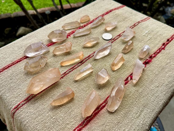 Tangerine Lemurian Quartz Lot, 23 Pieces (500g) of Hand-Selected Crystals, Sacral Chakra, Minas Gerais, Brazil WS071