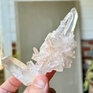 Pink Lemurian Quartz Cluster, 152g, Old Find, Self-Standing Formation, Serra do Cabral, Minas Gerais, Brazil W417