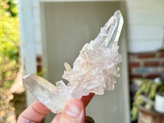 Pink Lemurian Quartz Cluster, 152g, Old Find, Self-Standing Formation, Serra do Cabral, Minas Gerais, Brazil W417