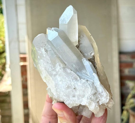 White Chlorite Quartz Cluster, 903g, Old Find, Ethereal Crystal for Energetic Purification, Pakistan W381