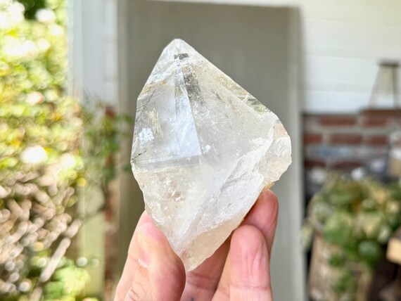Himalayan Phantom Quartz with Rainbow, Black Rutile Inclusions, 304g, High Altitude Quartz, Manihar Mountains, Himachal Pradesh, India W215
