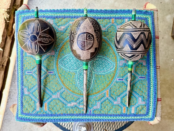 Shaman Rattle from the Peruvian Amazon, Traditional Shipibo Rattle for Plant Medicine Ceremony, Choose One of Three Designs
