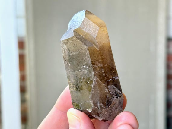 Pele's Dream Lemurian Quartz, Tantric Twin with Time Link, 125g, Rare Find, Smoky Citrine Lemurian for Shadow Work, Goias, Brazil T407