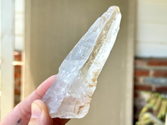 Etched Laser Quartz, Tapered Formation with Key Imprint, 126g, New Find, Energetic Clearing, Diamantina, Minas Gerais, Brazil R268