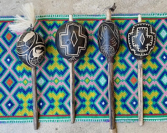 Peruvian Amazon Gourd Rattle, Traditional Shipibo Shaker Instrument for Shamanic Plant Medicine ceremony, Made In Peru