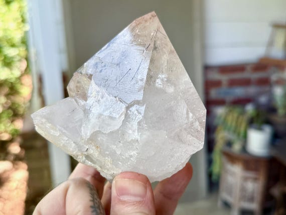 Himalayan Cathedral Quartz with Black Rutile, 617g, Water Clear, High-Altitude Quartz, Manihar Mountains, Himachal Pradesh, India X894
