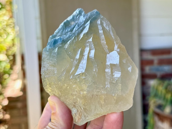 Cathedral Citrine with Blue Tourmaline, All Natural & Self-Standing, 636g, New Find, Jenipapo, Minas Gerais, Brazil V019